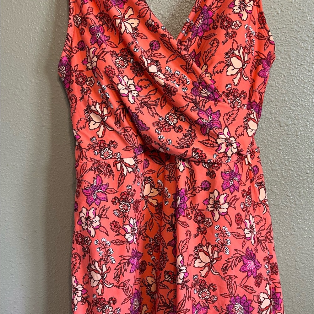 Lands' End Floral Wrap Swim Dress
